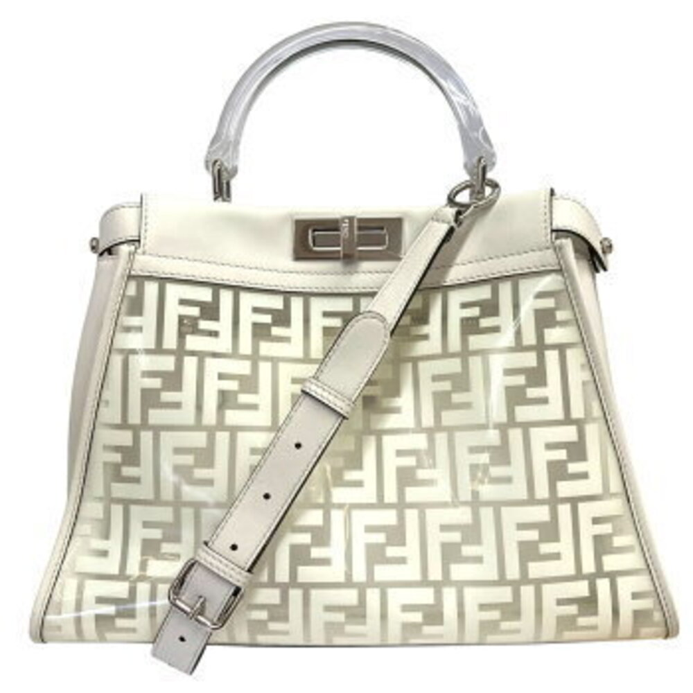 Fendi Clear Bag Edition Peekaboo Limited Leather Handbag White Shoulder Vinyl - Picture 2 of 9